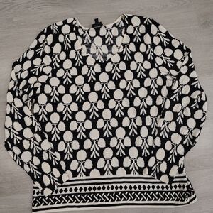 Talbots Black and Cream Merino Wool Sweater